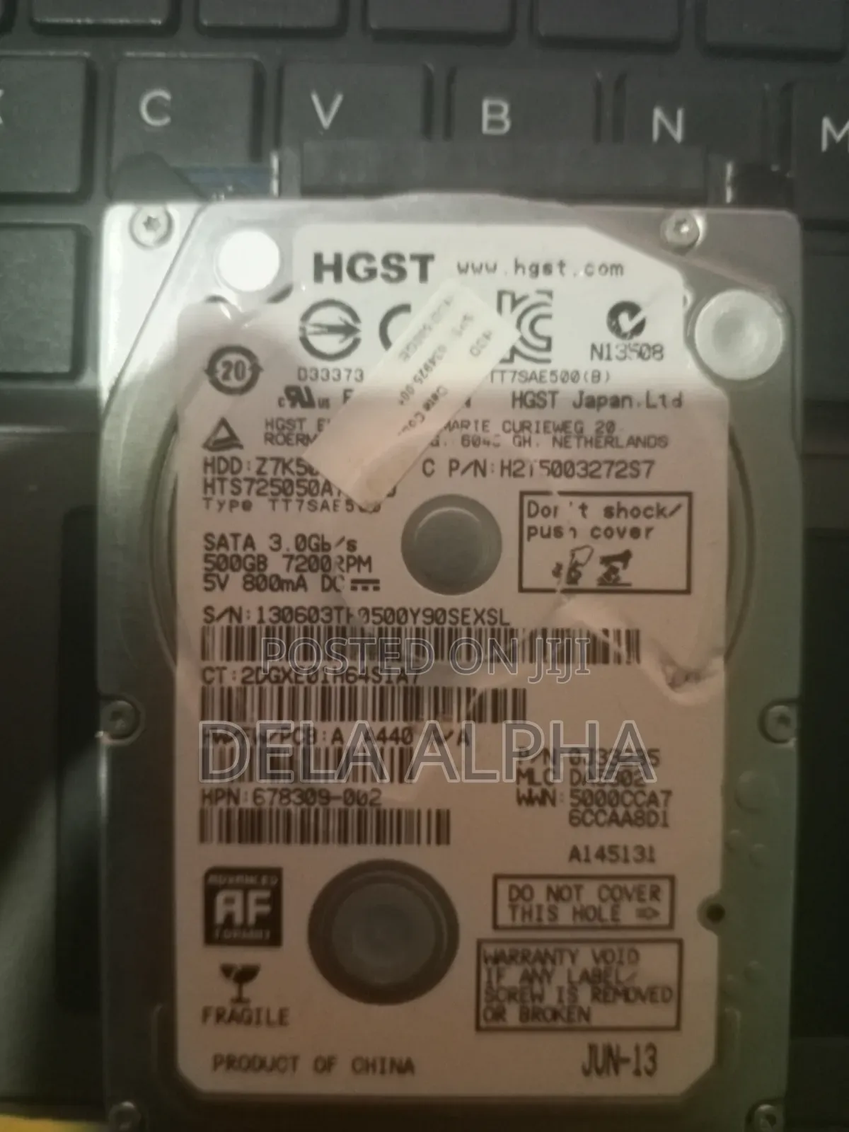 Used HGST 500GB 2. 5" SATA Laptop Hard Drive (7200RPM) -Tested Working