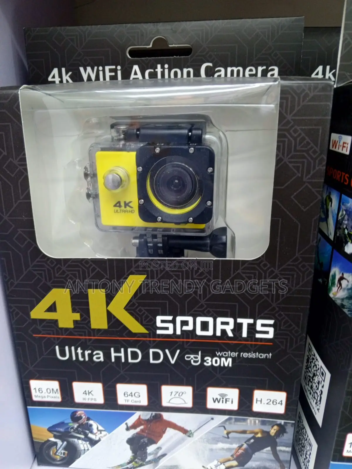 Portable Sports Camera With Helmet Mount Accessories