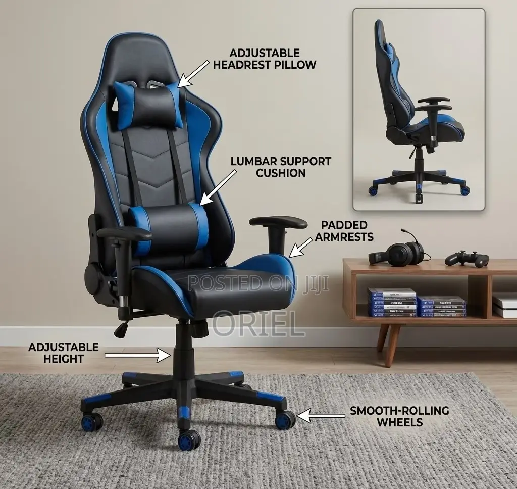 Gaming Chair : Height Adjustable Ergonomic Office Gaming Chair