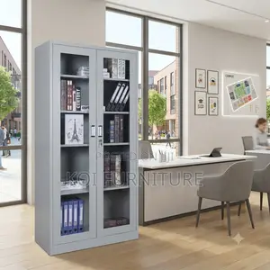 Office Cabinet; Steel-Glass Two Doors Office Storage Cabinet