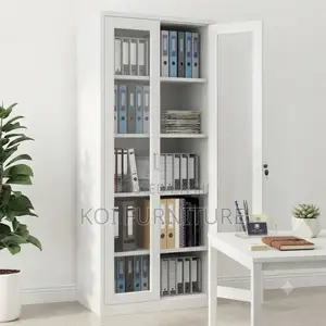 Office Cabinet; Steel-Glass Two Doors Office Storage Cabinet