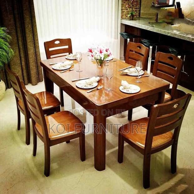 Dining Set; Six Seaters Dining Set With Mahogany Finish - thumbnail 6