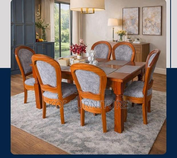 Dining Set; Six Seaters Dining Set With Mahogany Finish - thumbnail 7