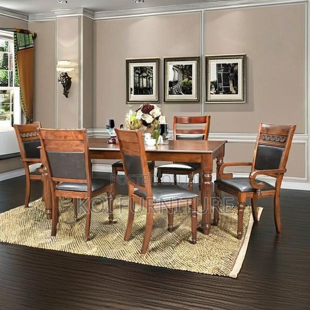 Dining Set; Six Seaters Dining Set With Mahogany Finish - thumbnail 9