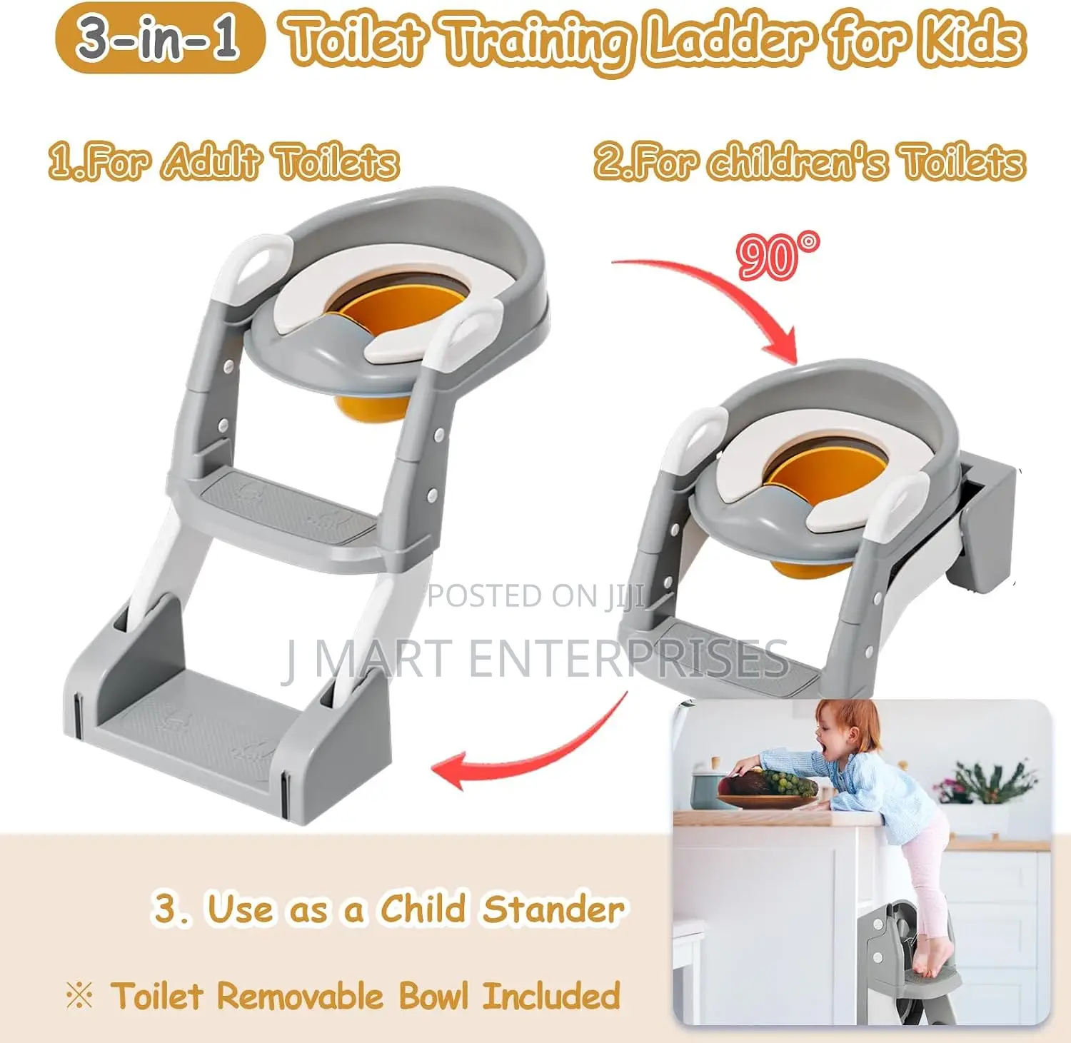 3 in 1 Toddler Potty Training SeatChair With Ladder and Basin for Baby