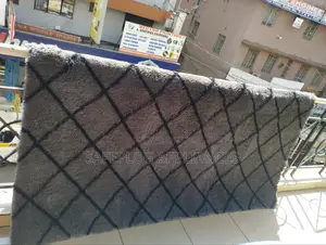 7 by 10 Ft Fluffy Carpet (Black Stripes)