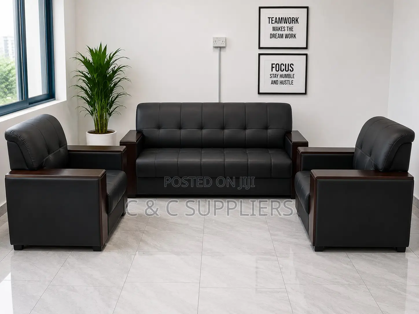 Executive Black Sofa Set-5 Seater