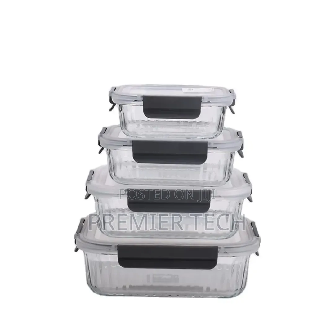 4pcs Airtight Borosilicate Glass Food Storage Containers Set