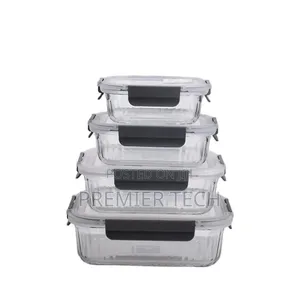 4pcs Airtight Borosilicate Glass Food Storage Containers Set