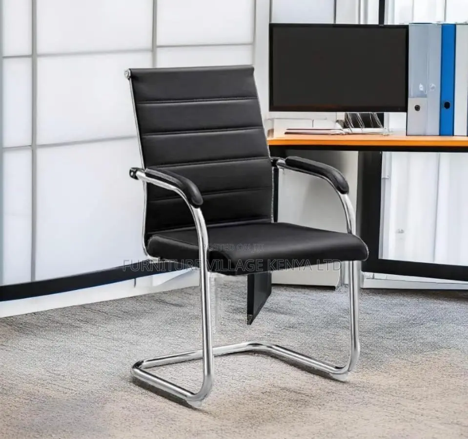 Office Chair; Chrome-Pu Leather Office Guest Chair
