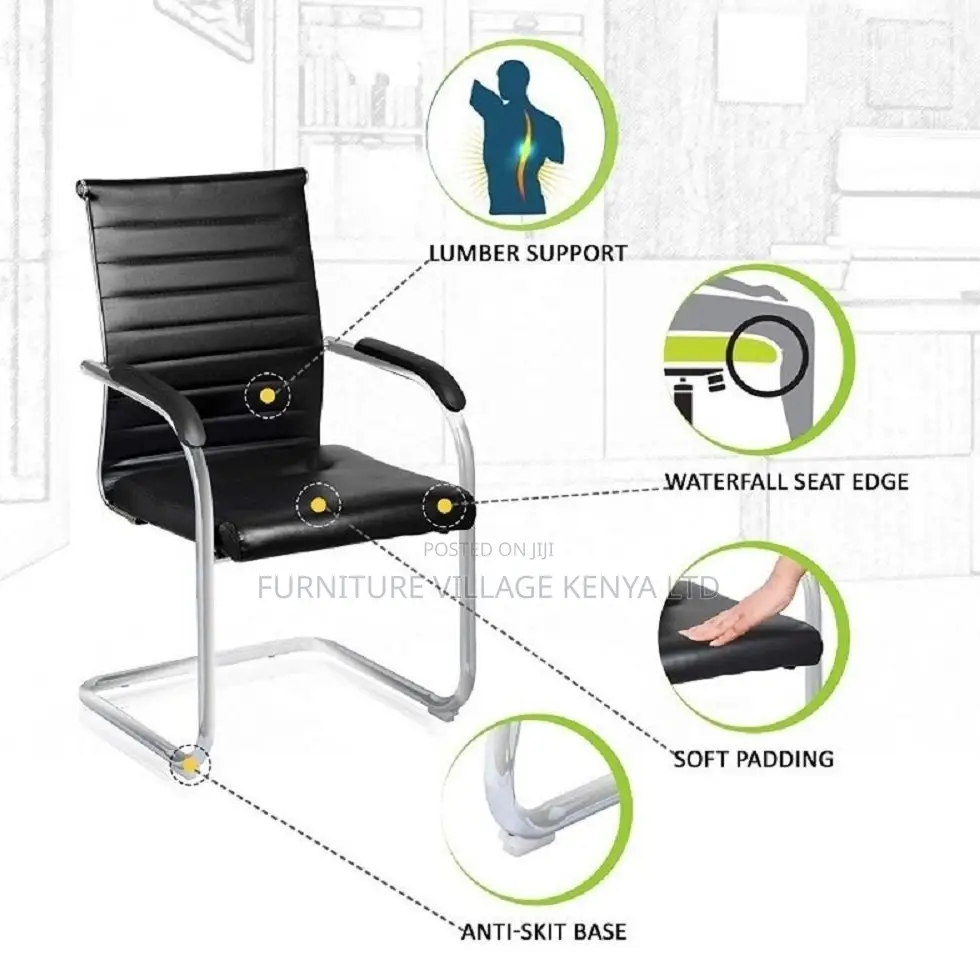 Office Chair; Chrome-Pu Leather Office Guest Chair