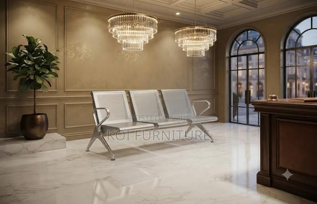 Office Bench; Three Seaters Metallic Reception Modern Benches - main view