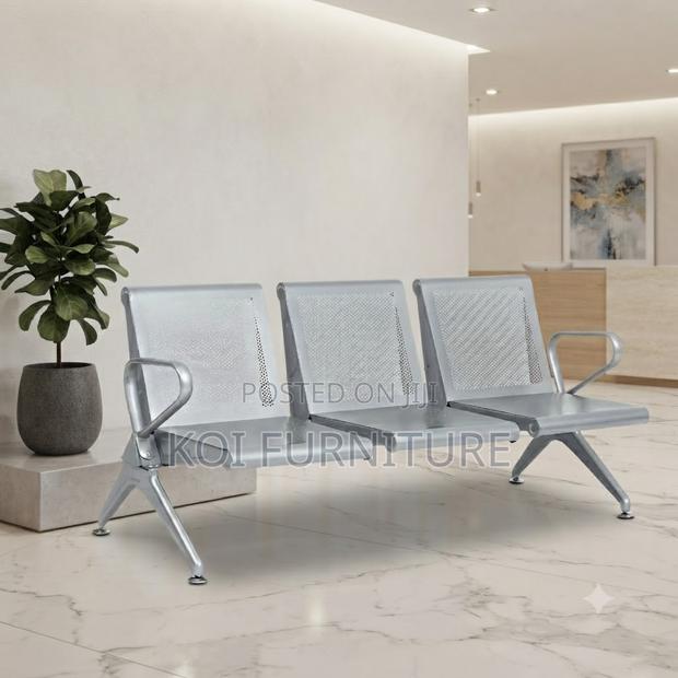 Office Bench; Three Seaters Metallic Reception Modern Benches - thumbnail 3