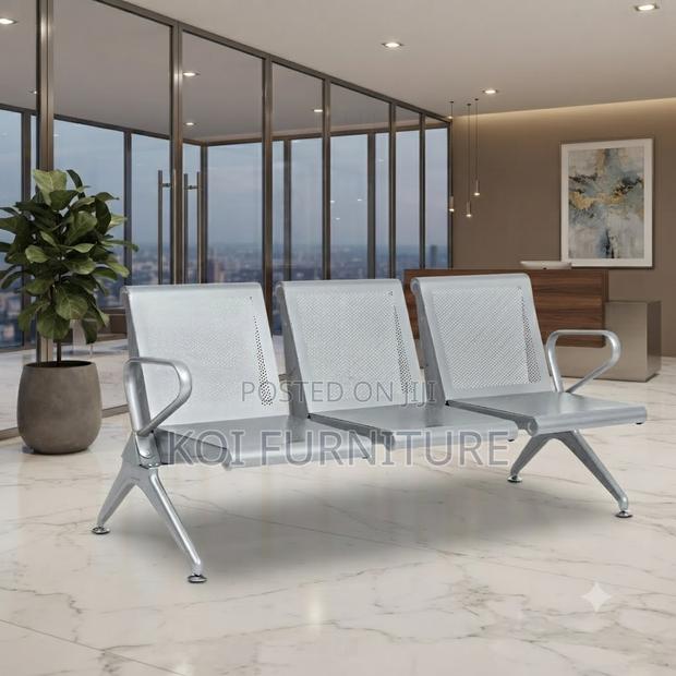 Office Bench; Three Seaters Metallic Reception Modern Benches - thumbnail 2