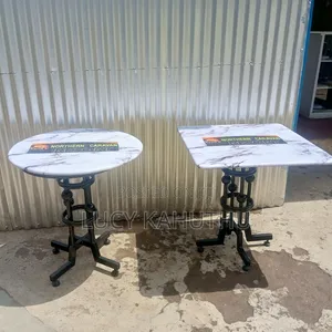 White Eboxy Tables With Hooks to Hang Handbags