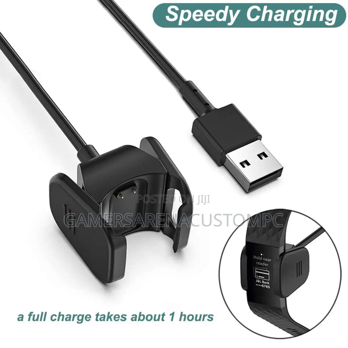 Charger for Fitbit Charge 3/4,Replacement USB Charging Cable Clip Cord