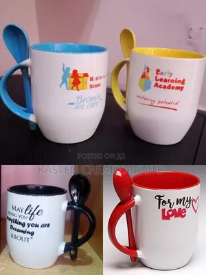 Unique Mugs; Spoon, Con, Bamboo Base