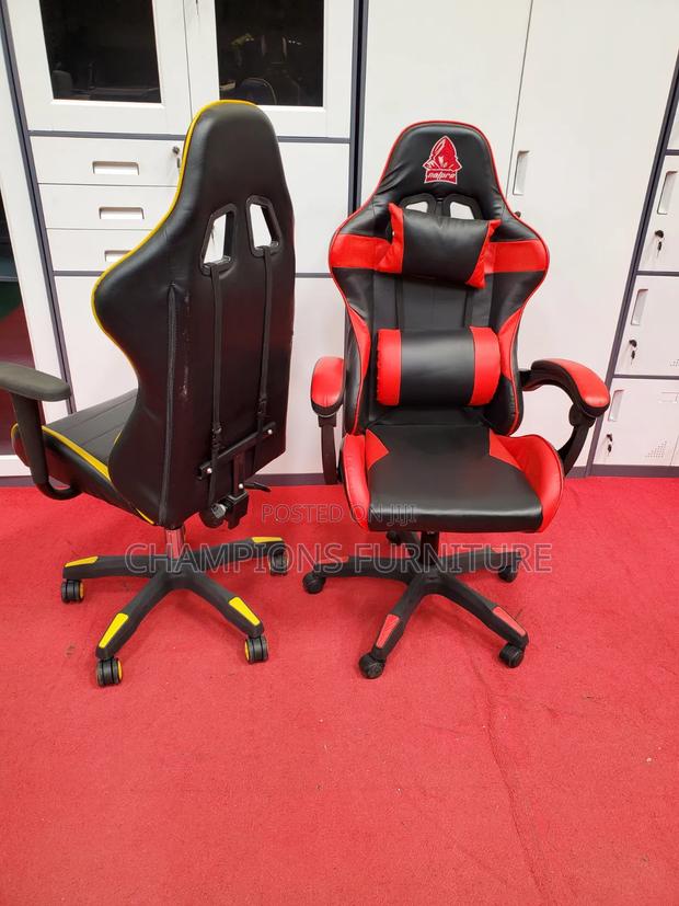 Red Ergonomic Leather Gaming Chair - thumbnail 3