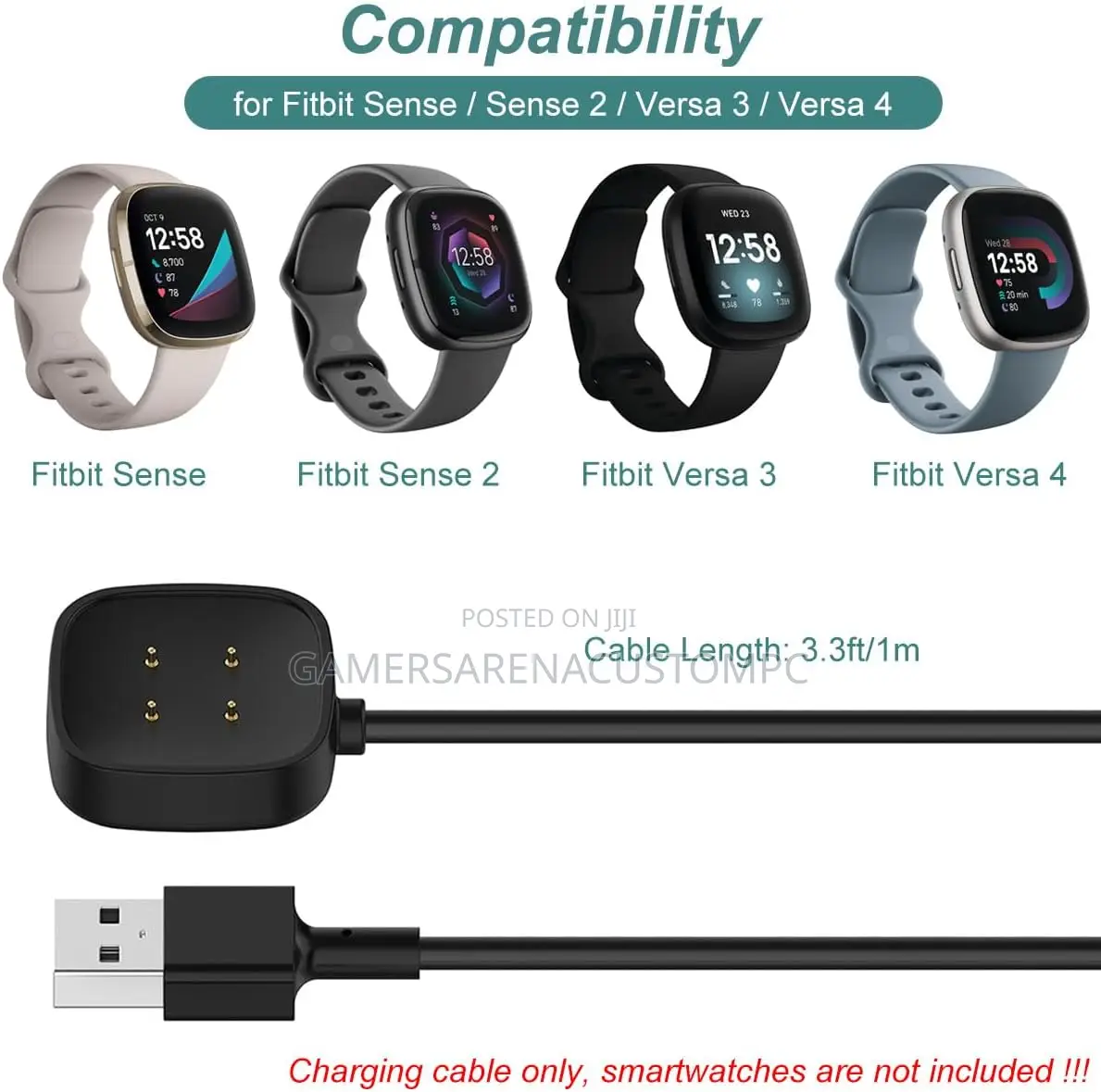 Charger for Fitbit Sense/Sense 2/Versa 3/Versa 4 Smartwatch