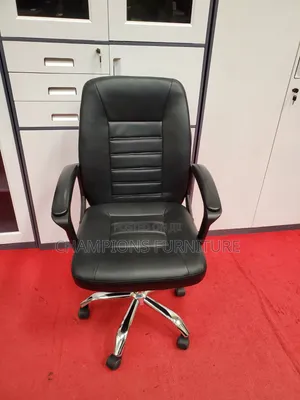 Black Leather Swivel Office Chair