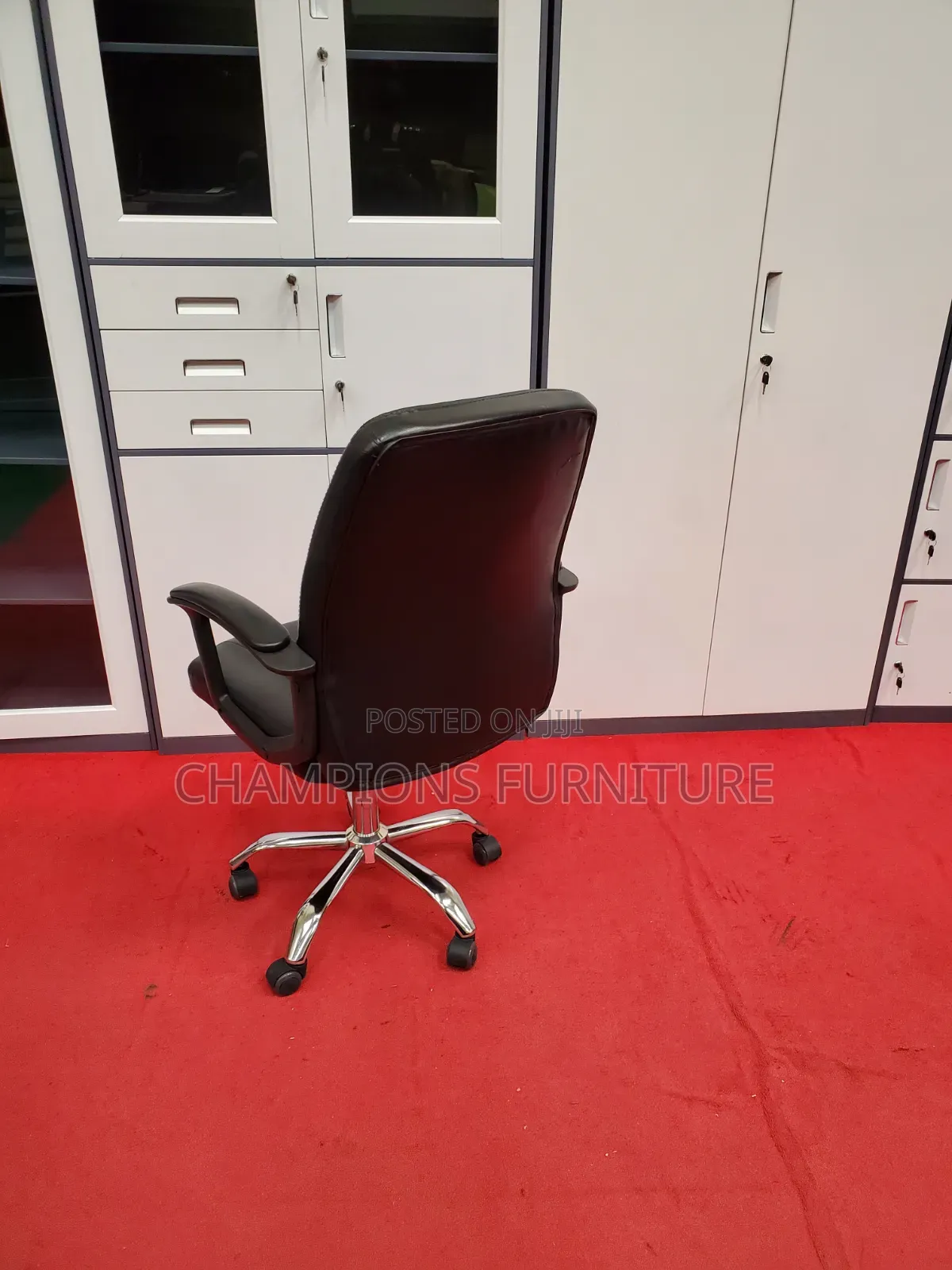 Black Leather Swivel Office Chair