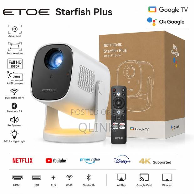 ETOE Starfish Plus LCD Smart Projector, Full HD, 300 ANSI Lumens - main view