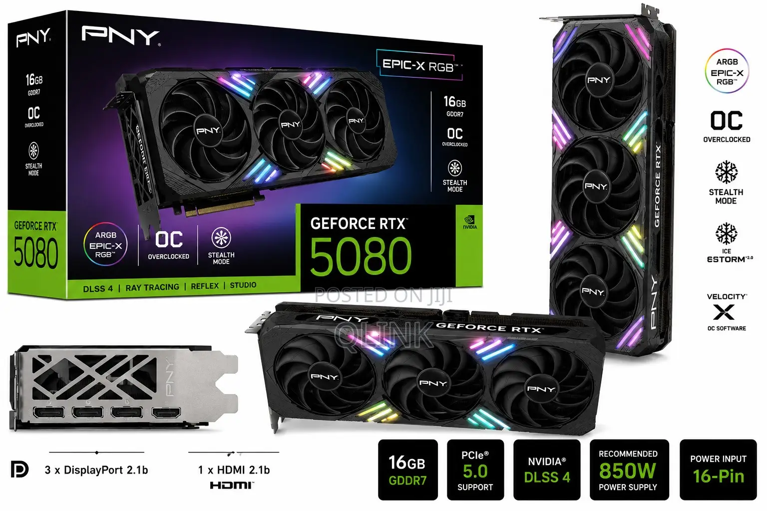 Pny Geforce RTX 5080 Argb RGB Oc 16gb Gddr7 Graphics Card
