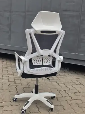 White Back Gray Office Chair With Footrest