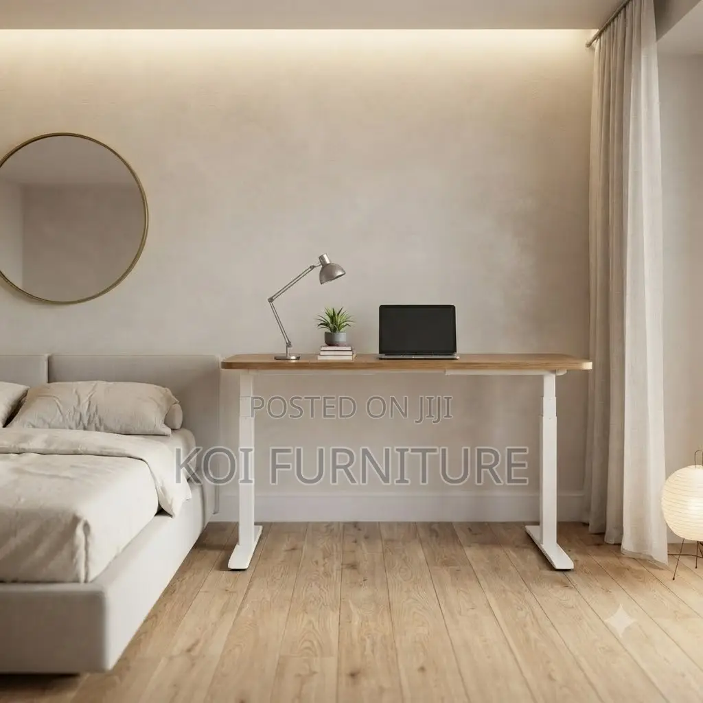 Office Desk; 1.2m Adjustable Desk With Power Cable