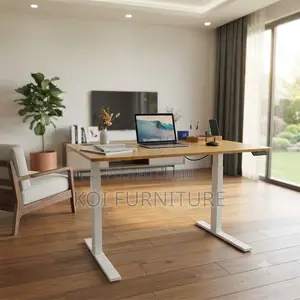 Office Desk; 1.2m Adjustable Desk With Power Cable