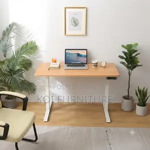 Office Desk; 1.2m Adjustable Desk With Power Cable