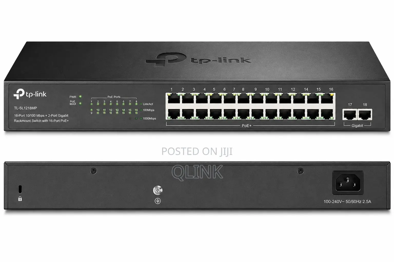TP-Link 16-Port 1 Rackmount Switch With 16-Port PoE+ - TL-SL1218MP