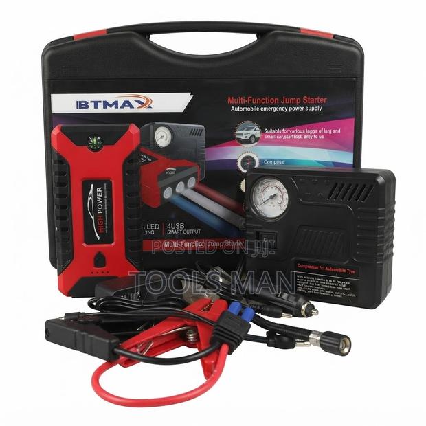 Car Jump Starter Air Compressor Power Bank Kit IBTMAX 4 USB Flashlight - thumbnail 2