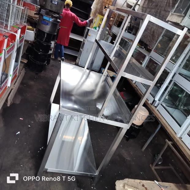Three-Tier Stainless Steel Table With Double Overshelves