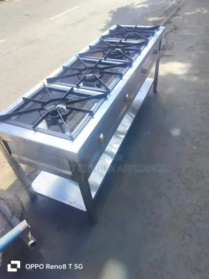 Stainless Steel Four-Burner Commercial Cooker