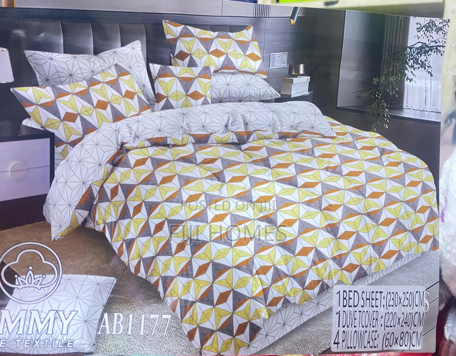 6pc Printed Cotton Duvet Cover Set 6x7