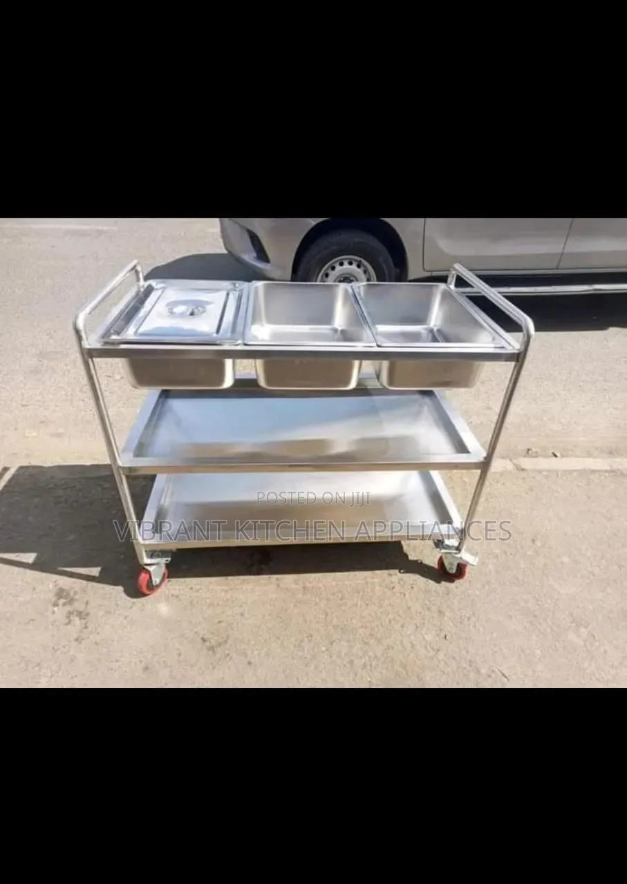 Three-Tier Food Trolley With 3 Basins