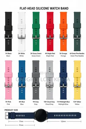 22mm Flat-Head Silicone Smart Watch Strap