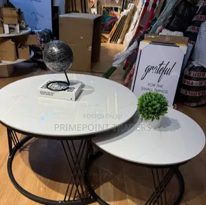 Modern Luxury 2-in-1 Pure Marble Nesting Tables With Black Stand