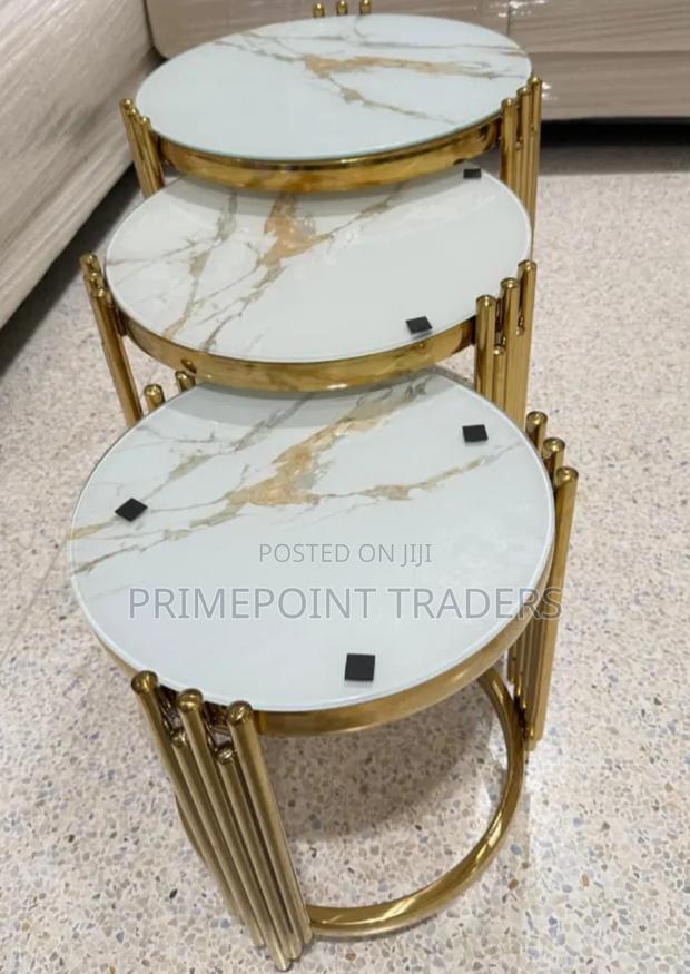 3-in-1 Executive Marble Nesting Tables – Stylish Space-Saving - main view