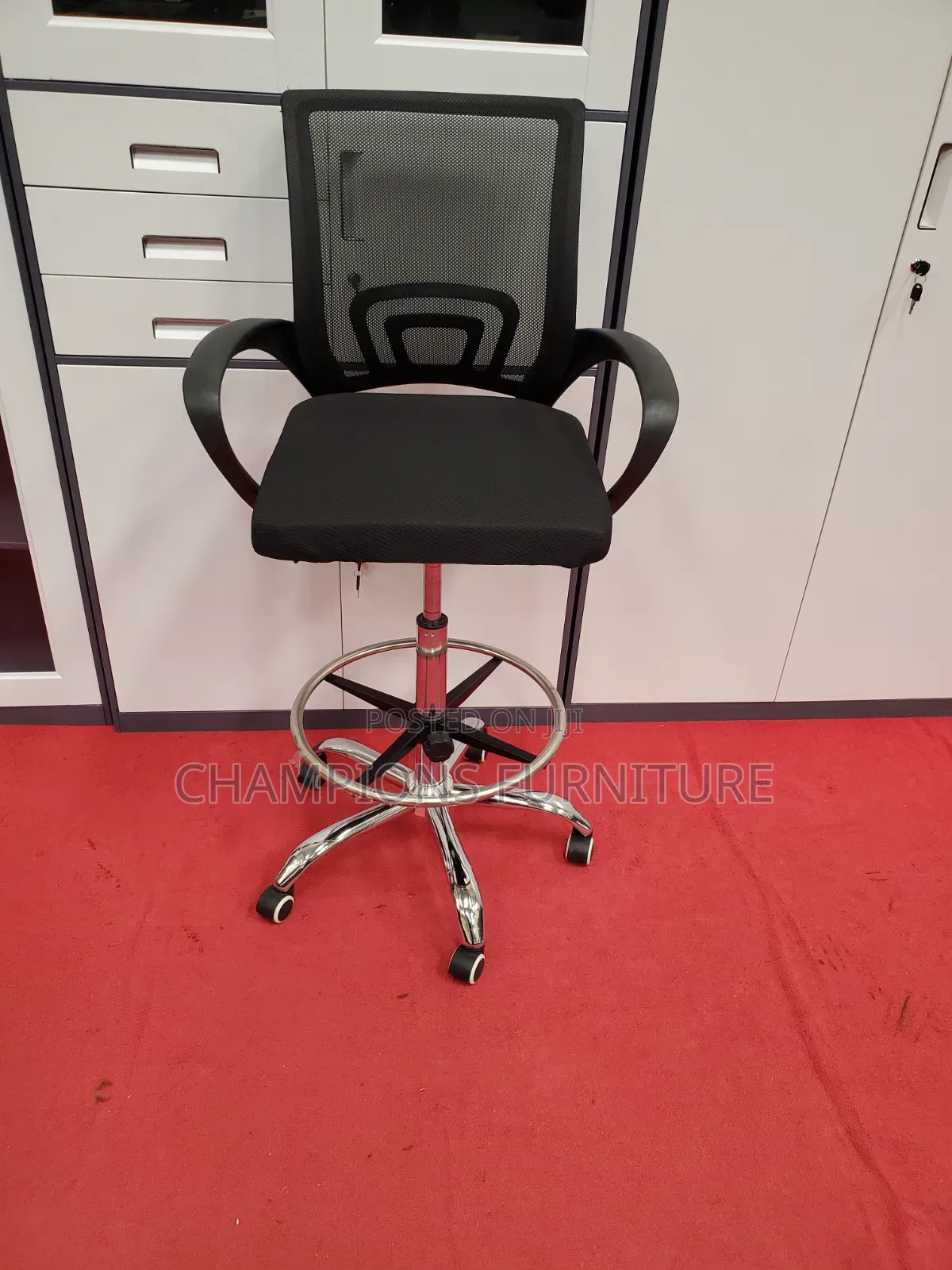 Counter/Cashier Black Mesh Chair