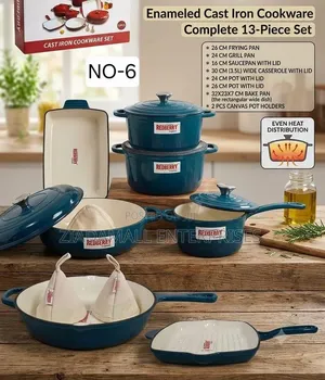 Premium Range of Enamel Coted Cast Iron Cookware 
13 PCS Set