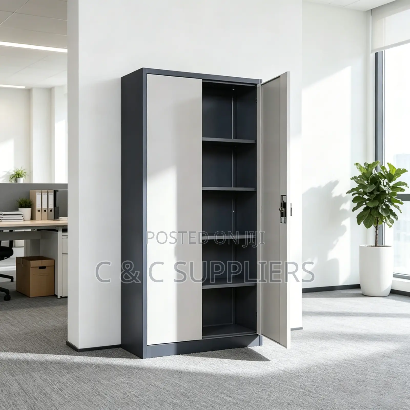 2 Doors Steel File Cabinet-Gray