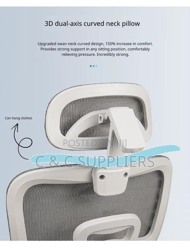 Modern White Ergonomic Study Chair. - thumbnail 7