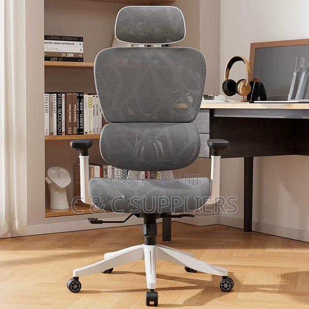 Modern White Ergonomic Study Chair. - thumbnail 10