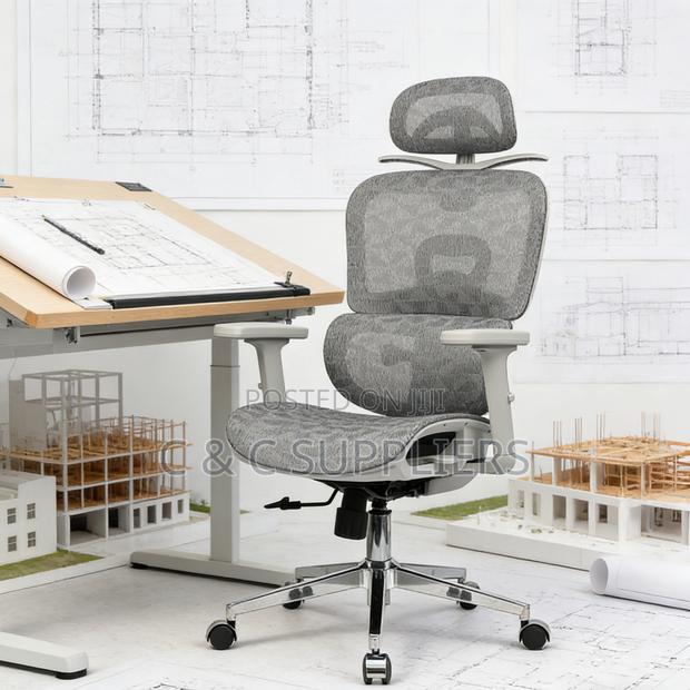 Modern White Ergonomic Study Chair. - thumbnail 11