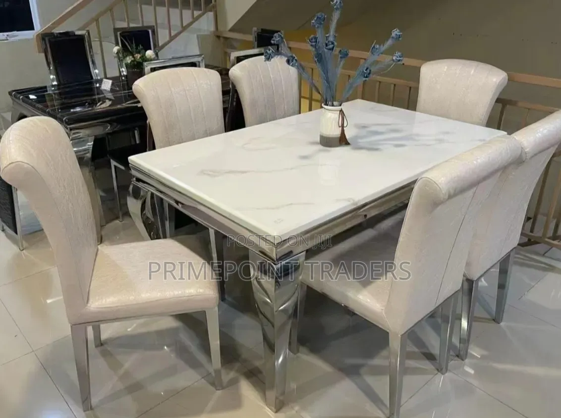 6-Seater Marble Dining Set – Elegant, Spacious Durable