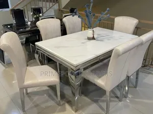 6-Seater Marble Dining Set – Elegant, Spacious Durable