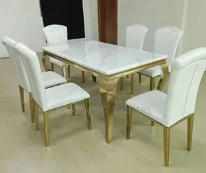 6-Seater Marble Dining Set – Elegant, Spacious Durable