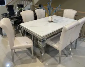 Executive 6-Seater Marble Dining Table Set – Modern Luxury